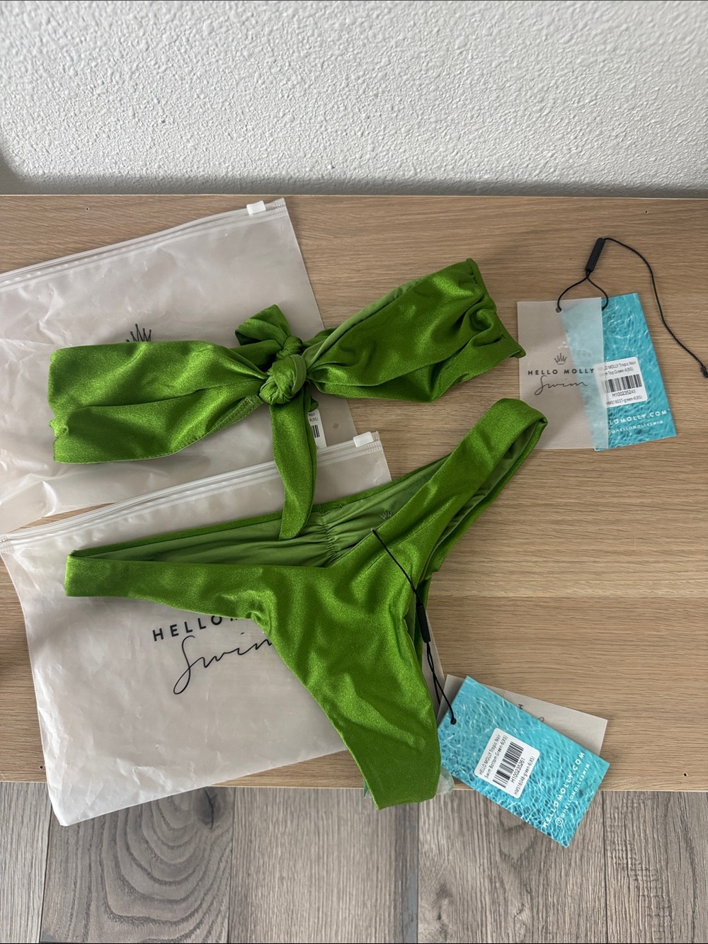 Hello Molly Lustrous Lime Bandeau Tie Bikini